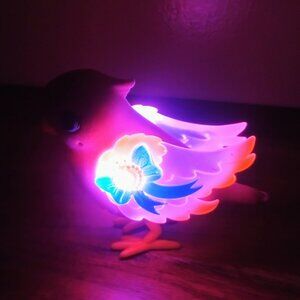 flocked pink bird sound & light little live pets tiara twinkles (W5766)